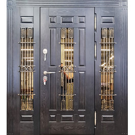 Дверь с терморазрывом РД-2567 с отделкой МДФ ковкой и стеклом по цене от 75100 рублей