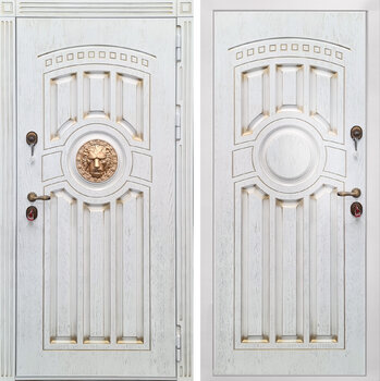 Металлическая дверь РД-2492 с декоративной вставкой МДФ белый ясень