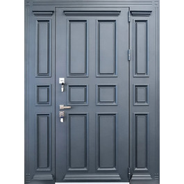 Металлическая филенчатая дверь РД-2488 с фрамугой МДФ крашенный с двух сторон по цене от 50000 рублей