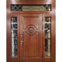 Широкая дверь со стеклом и элементами ковки РД-2613 по цене от 45500 рублей